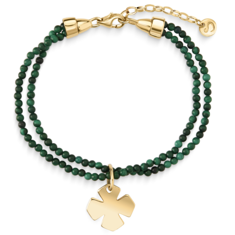 Подвійний браслет з намистин малахіту з підвіскою «Хрест Августина» Подвійний браслет з намистин малахіту з підвіскою «Хрест Августина»